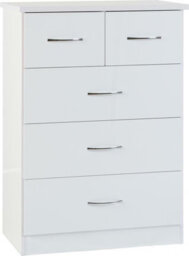 Seconique Nevada 3+2 Drawer Chest White Gloss - thumbnail 1