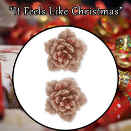 2 Clip-On Glitter Flowers Christmas Decoration 2 18X10. 4. Rose Gold - thumbnail 7