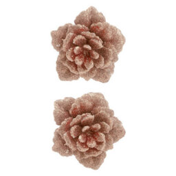 2 Clip-On Glitter Flowers Christmas Decoration 2 18X10. 4. Rose Gold - thumbnail 1
