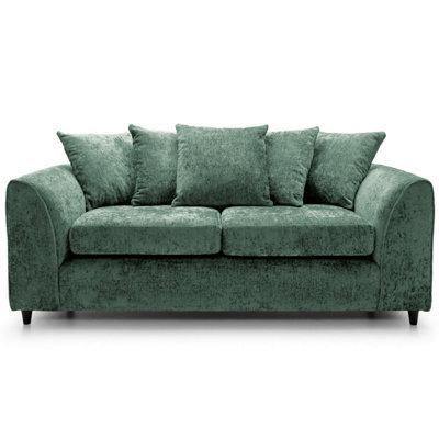 Furnishings For Less UK Monaco Chenille Fabric 3 Seater Sofa  Green