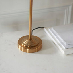 Luminosa Lighting Luminosa Highclere Table Lamp With Round Shade Vintage Brass, Natural Linen, 1X E14 - thumbnail 4