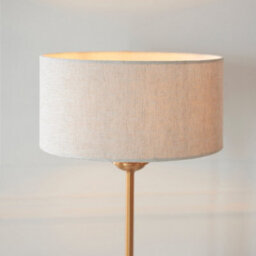 Luminosa Lighting Luminosa Highclere Table Lamp With Round Shade Vintage Brass, Natural Linen, 1X E14 - thumbnail 5