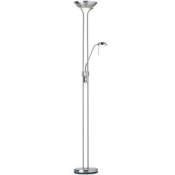 Mother & Child Floor Lamp Satin Chrome 1.8M Twin Light Dimmer Flexible Reading - thumbnail 1