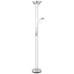 Mother & Child Floor Lamp Satin Chrome 1.8M Twin Light Dimmer Flexible Reading - thumbnail 3