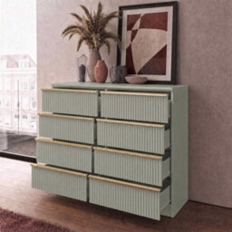 Fwstyle Lania Scalloped Ripple Effect Green 8 Drawer Chest (H) 73.5Cm (W) 104Cm (D) 40Cm - thumbnail 3