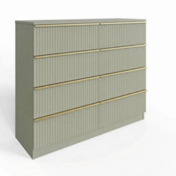Fwstyle Lania Scalloped Ripple Effect Green 8 Drawer Chest (H) 73.5Cm (W) 104Cm (D) 40Cm - thumbnail 4