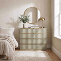 Fwstyle Lania Scalloped Ripple Effect Green 8 Drawer Chest (H) 73.5Cm (W) 104Cm (D) 40Cm