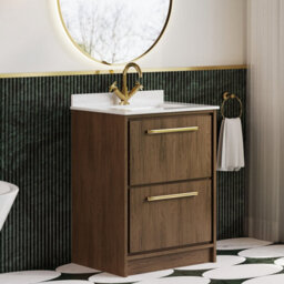 Hudson Reed Lille Floorstanding Two Drawer Contemporary Vanity Unit With Marble Top & Basin In Antique Oak, 620 X 470mm - thumbnail 4