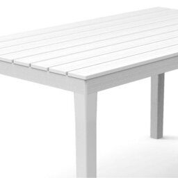 6-Seater Large White Plastic Slatted Outdoor Dining Table Garden Use - thumbnail 3