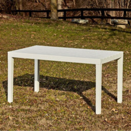 6-Seater Large White Plastic Slatted Outdoor Dining Table Garden Use - thumbnail 2