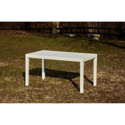 6-Seater Large White Plastic Slatted Outdoor Dining Table Garden Use - thumbnail 4