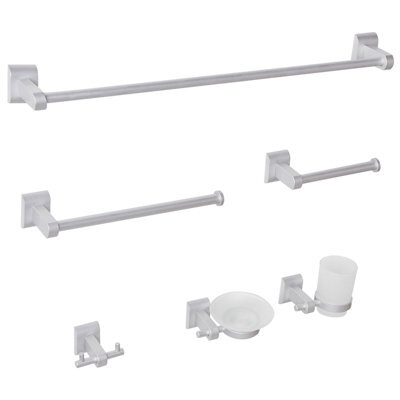 Beliani 6-Piece Bathroom Hardware Set Talara With Towel Bars And Hooks Silver - image 1
