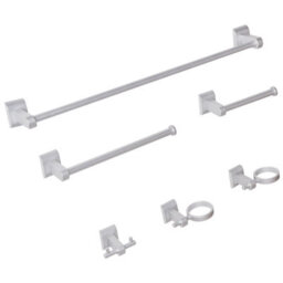 Beliani 6-Piece Bathroom Hardware Set Talara With Towel Bars And Hooks Silver - thumbnail 4