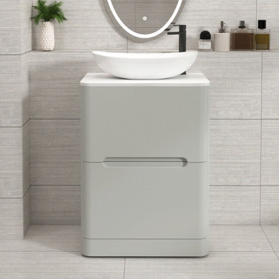 Royal Bathrooms Venice 600mm Dove Grey Freestanding Bathroom Countertop Vanity Unit 2 Drawer With Cesar Basin - image 1