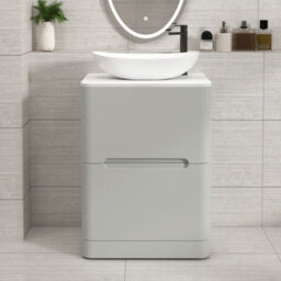 Royal Bathrooms Venice 600mm Dove Grey Freestanding Bathroom Countertop Vanity Unit 2 Drawer With Cesar Basin - thumbnail 1