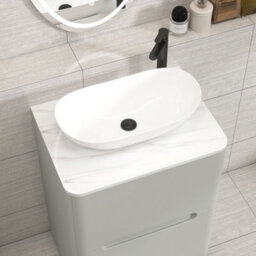 Royal Bathrooms Venice 600mm Dove Grey Freestanding Bathroom Countertop Vanity Unit 2 Drawer With Cesar Basin - thumbnail 6