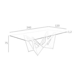 Angel Cerda Modern Rectangular Tempered Glass Dining Table With Black Steel Legs - thumbnail 7