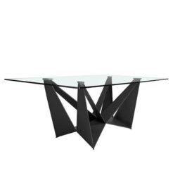 Angel Cerda Modern Rectangular Tempered Glass Dining Table With Black Steel Legs - thumbnail 5