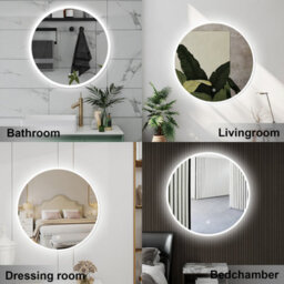 Probaty Bathrooms 60X60Cm Round Mirror 3 Colors Dimmable Led With Anti-Fog Ip44,backlit Illuminated,touch Sensor Wall Mounted - thumbnail 7