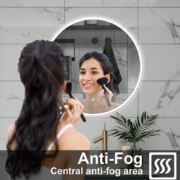 Probaty Bathrooms 60X60Cm Round Mirror 3 Colors Dimmable Led With Anti-Fog Ip44,backlit Illuminated,touch Sensor Wall Mounted - thumbnail 5