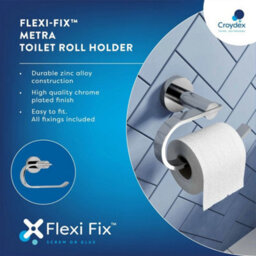 Flexi Fix Toilet Roll Holder Chrome Bathroom Accessories - thumbnail 4