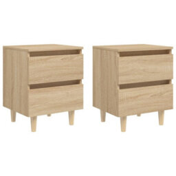 Berkfield Bed Cabinets & Solid Pinewood Legs 2 Pcs Sonoma Oak 40X35X50 Cm - thumbnail 1