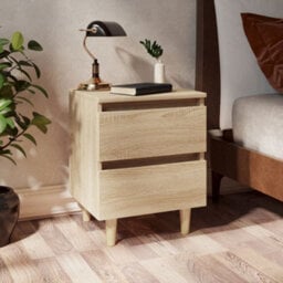 Berkfield Bed Cabinets & Solid Pinewood Legs 2 Pcs Sonoma Oak 40X35X50 Cm - thumbnail 2