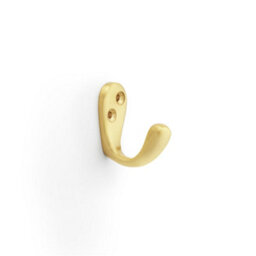 Loops Solid Brass Victorian Single Robe Coat Hook - Wall Mounted Holder Satin Brass