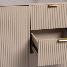 Ohs Ribbed Sideboard Table Modern Drawer Shelf Cabinet Storage - Natural - thumbnail 6