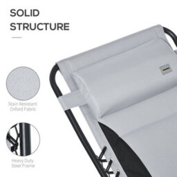 Outsunny Zero Gravity Lounger Folding Recliner Chair W/ Cup Holder Grey - thumbnail 6