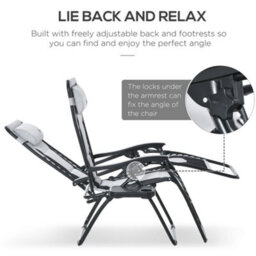 Outsunny Zero Gravity Lounger Folding Recliner Chair W/ Cup Holder Grey - thumbnail 4