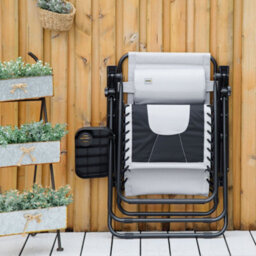 Outsunny Zero Gravity Lounger Folding Recliner Chair W/ Cup Holder Grey - thumbnail 8