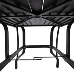 Breeins Black 150Cmw Rectangle Garden Metal Slatted Dining Table With Parasol Hole - thumbnail 6