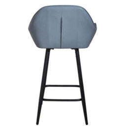 Blue Set Of 2 Modern Bar Stool Faux Leather Kitchen Island Chair Pub Cafe Restaurant - thumbnail 4