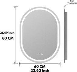 Belofay Ava 600 X 800 mm Bathroom Led Mirror, Wall Mounted, Dimmable Led Lights, Toughened Glass, Anti-Fog - thumbnail 2