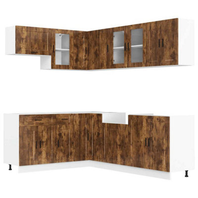 Berkfield Elegant 11 Piece Kitchen Cabinet Set Porto Smoked Oak Engineered Wood