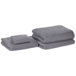 Beliani Set Of 4 Towels Areora Cotton Light Grey