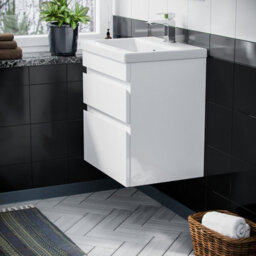 Nes Home 500mm Pvc 2 Drawers White Wall Hung Vanity Unit Cabinet And Basin Sink - thumbnail 5
