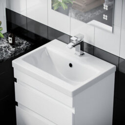 Nes Home 500mm Pvc 2 Drawers White Wall Hung Vanity Unit Cabinet And Basin Sink - thumbnail 4