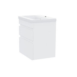 Nes Home 500mm Pvc 2 Drawers White Wall Hung Vanity Unit Cabinet And Basin Sink - thumbnail 7