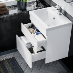 Nes Home 500mm Pvc 2 Drawers White Wall Hung Vanity Unit Cabinet And Basin Sink - thumbnail 6