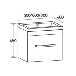 Plum&clay Emery Textured Black Wall Hung Bathroom Vanity Unit & Basin Set With Chrome Handles (W)60Cm (H)46Cm - thumbnail 7