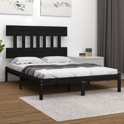 Berkfield Bed Frame Black Solid Wood 200X200 Cm - image 1