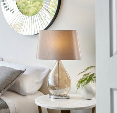Anson Lighting Vernal Table Light Finished In Gold Tinted Glass And Mink Fabric - image 1