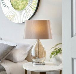 Anson Lighting Vernal Table Light Finished In Gold Tinted Glass And Mink Fabric