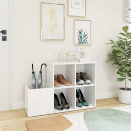 Berkfield Hall Shoe Cabinet White 105X35.5X70 Cm Engineered Wood - thumbnail 3