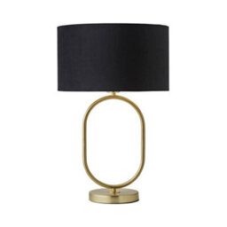 Valuelights Antonia Black Velvet And Gold Drum Lamp Shade Brushed Gold Oval Table Lamp - thumbnail 8