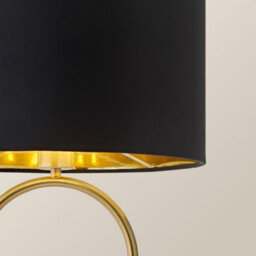 Valuelights Antonia Black Velvet And Gold Drum Lamp Shade Brushed Gold Oval Table Lamp - thumbnail 5