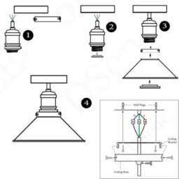 2 Pack Vintage Ceiling Light Semi Flush Mount Grey 22Cm Metal Lampshade With E27 Holder For Living Room Kitchen Bedroom With Bulb - thumbnail 5