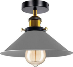 2 Pack Vintage Ceiling Light Semi Flush Mount Grey 22Cm Metal Lampshade With E27 Holder For Living Room Kitchen Bedroom With Bulb - thumbnail 7